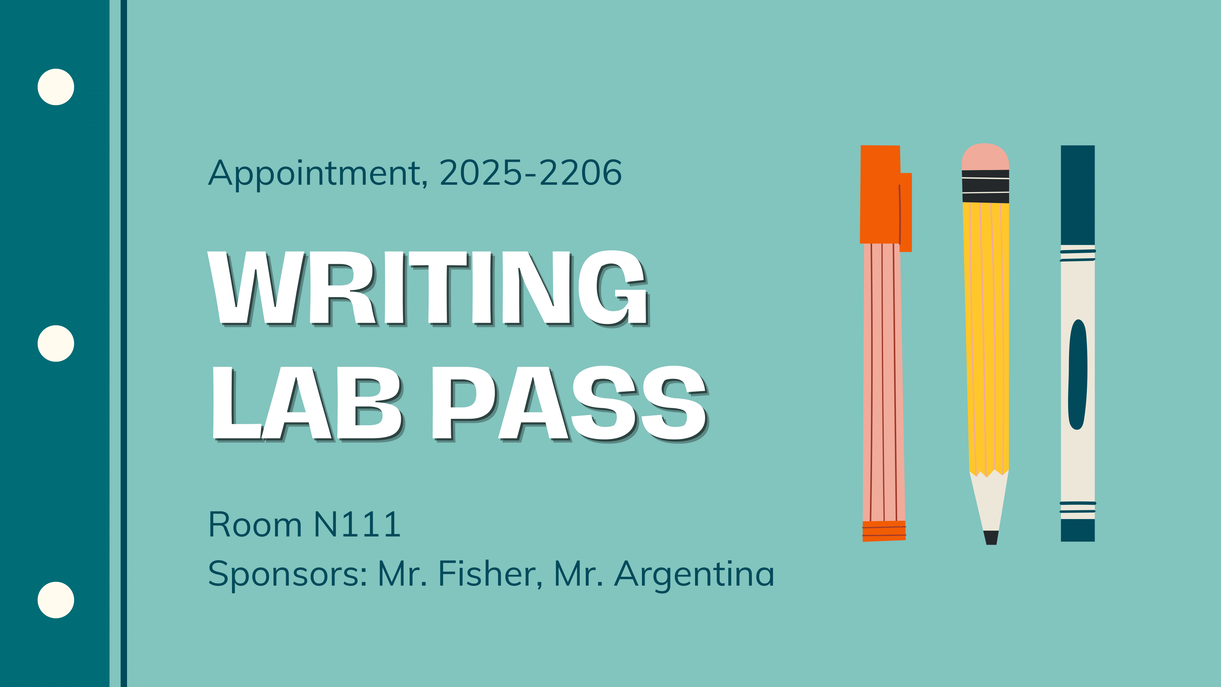Writing Lab Hall Pass